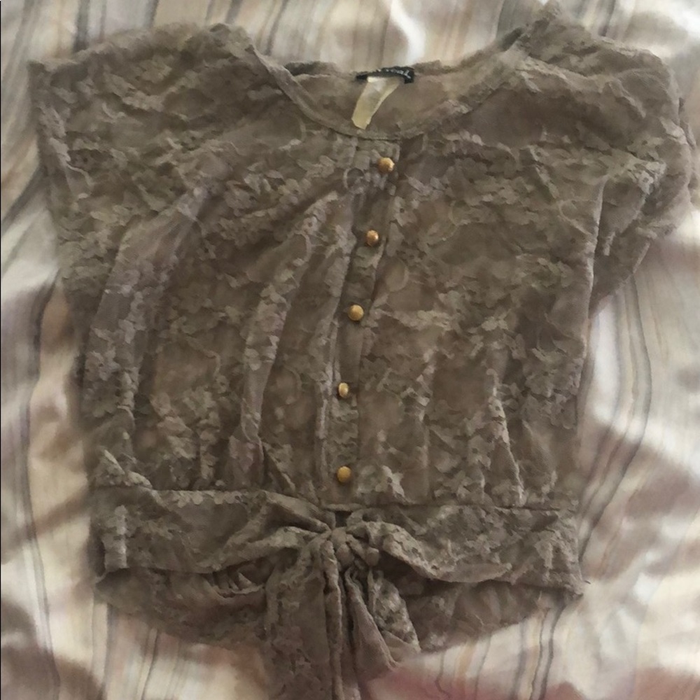 Lace crop top tee